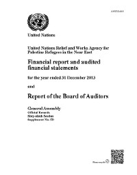 Financial Report and Audited Financial Statements and Report of the Board of Auditors: United Nations Relief and Works Agency for Palestine Refugees in the Near East