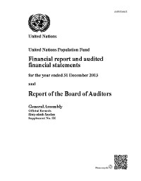 Financial Report and Audited Financial Statements and Report of the Board of Auditors: United Nations Population Fund