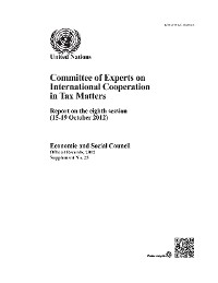 Committee of Experts on International Cooperation in Tax Matters