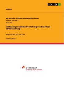 Verfassungsrechtliche Beurteilung von Benettons Schockwerbung