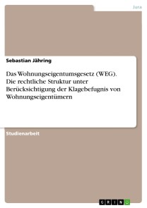 Das Wohnungseigentumsgesetz (WEG). Die rechtliche Struktur unter Berücksichtigung der Klagebefugnis von Wohnungseigentümern