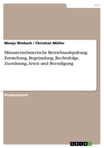 Mitunternehmerische Betriebsaufspaltung. Entstehung, Begründung, Rechtsfolge, Zuordnung, Arten und Beendigung