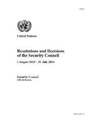 Resolutions and Decisions of the Security Council 2013-2014