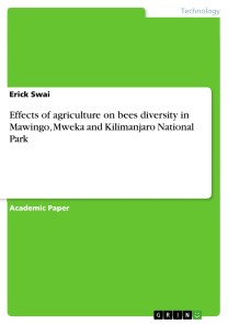 Effects of agriculture on bees diversity in Mawingo, Mweka and Kilimanjaro National Park